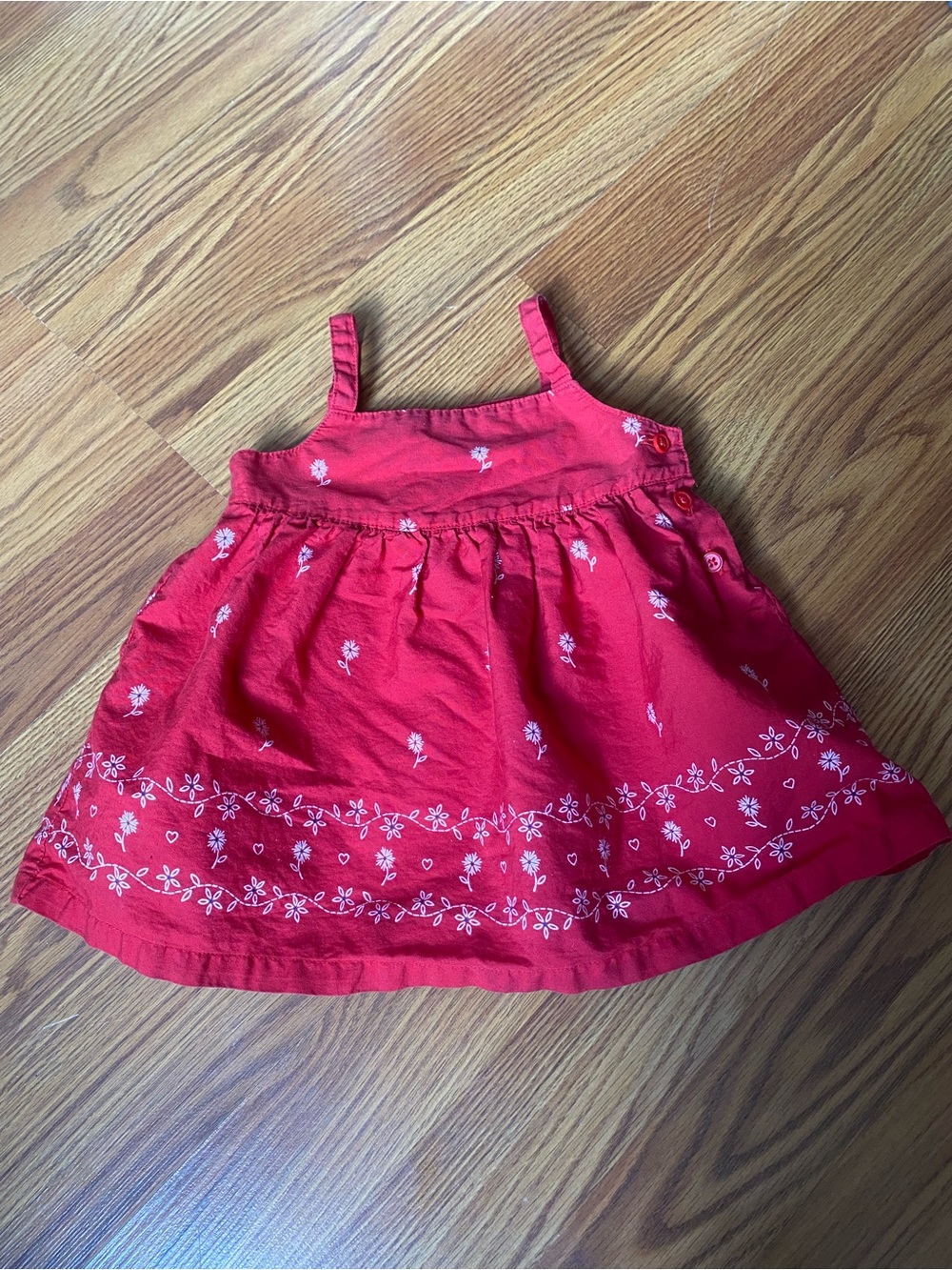 Y2K Red Floral Embroidered Sundress Top for Kids